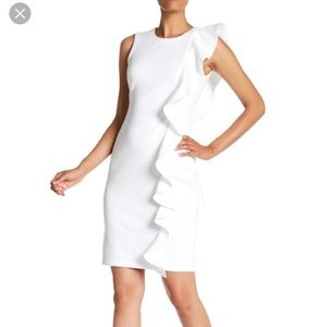 Calvin Klein Ruffled Scuba Sheath Dress